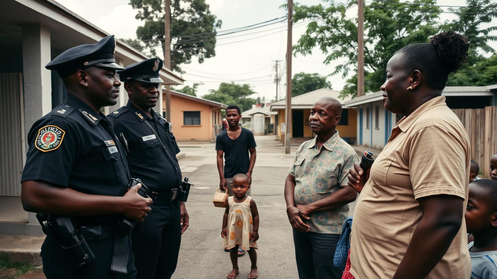An editorial photograph representing community and public safety in Jamaica.
