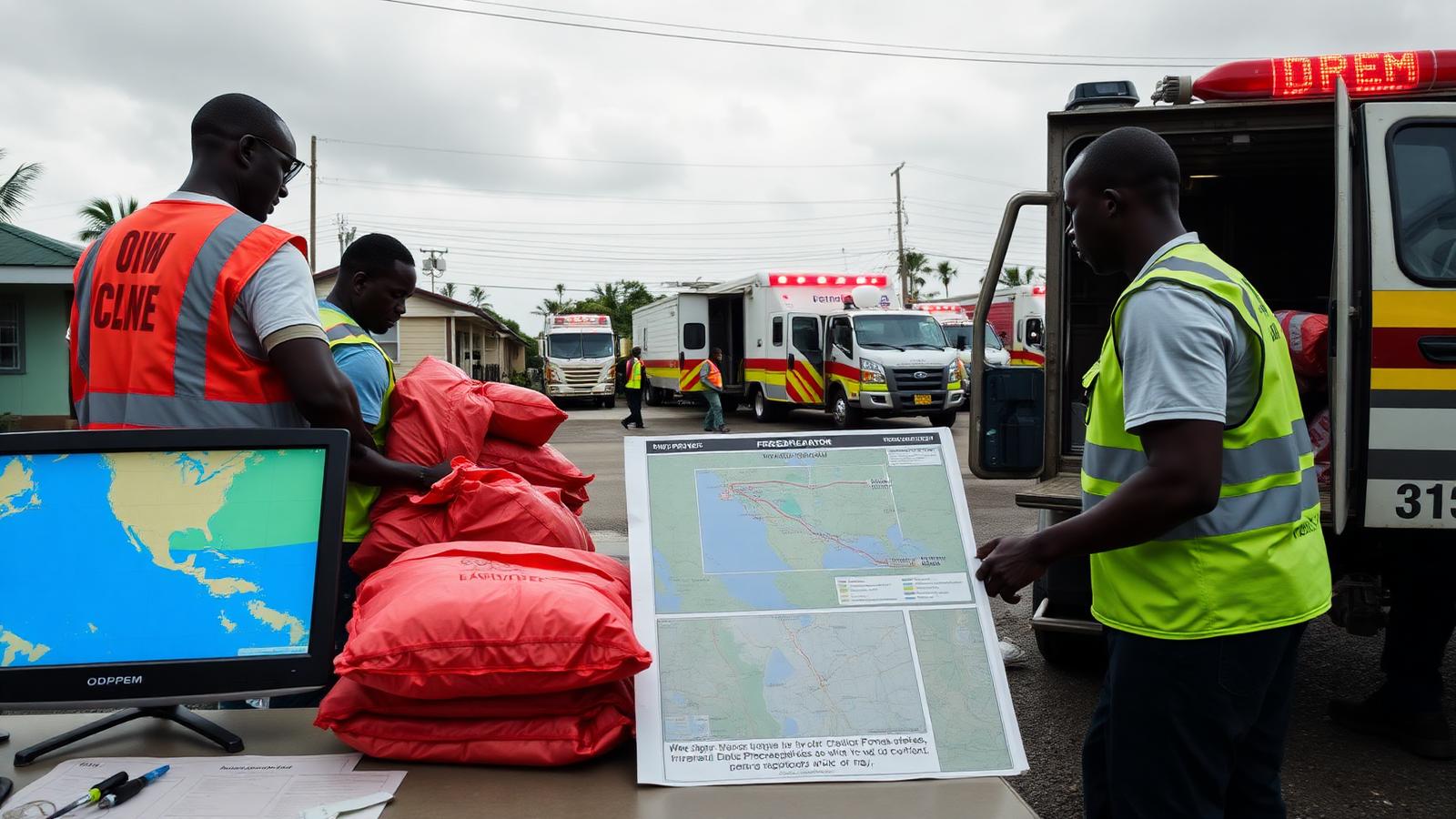 Editorial photograph representing disaster preparedness in the Caribbean.