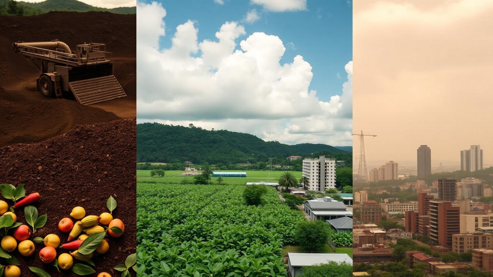 A composed editorial image representing Jamaica's economic sectors.