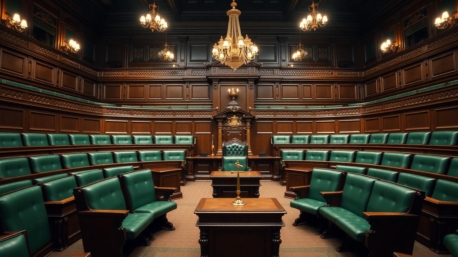 A parliamentary chamber, illustrating a publication on Jamaica's parliamentary system.